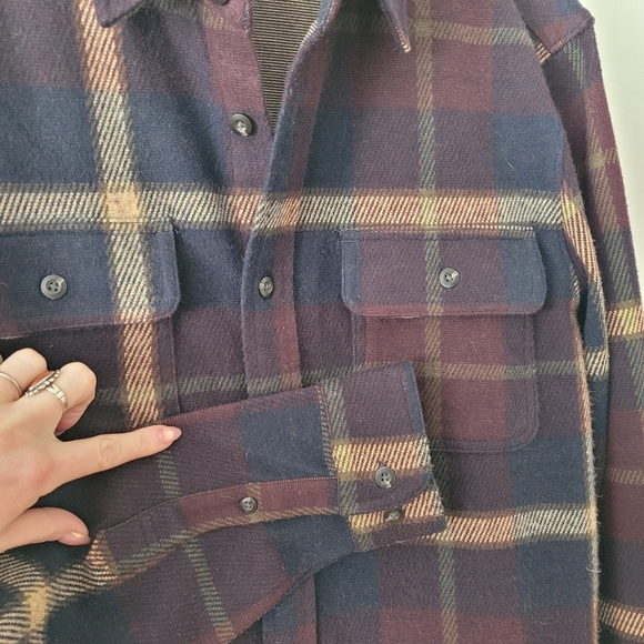 7 Diamonds Mens Generation Plaid Flannel LS Button Down Shirt Medium Burgundy - Picture 5 of 10